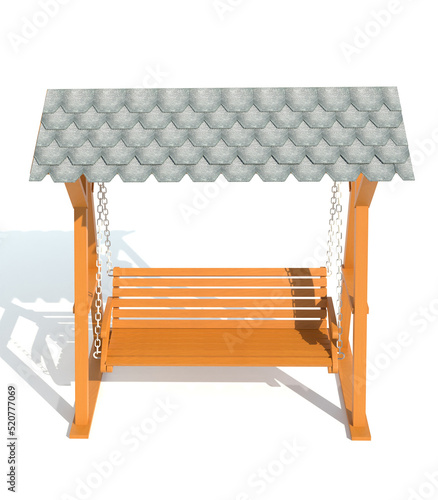 garden wooden swing 3d render illustration