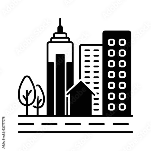 Black solid icon for City