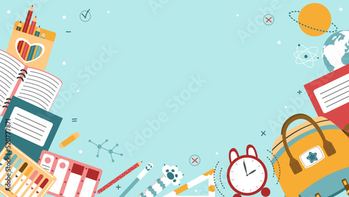 Background for school, school theme, school doodles, inscription in a notebook, training, lessons, time for training, Set of school tools, set of education icons, back to school