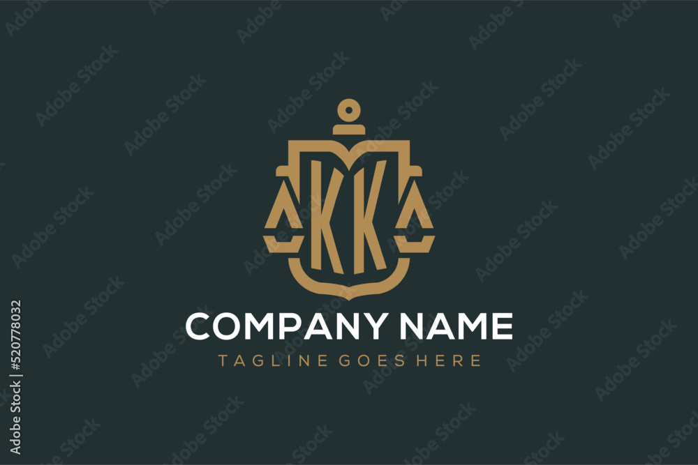 Initial KK logo for law firm with luxury modern scale and shield icon ...