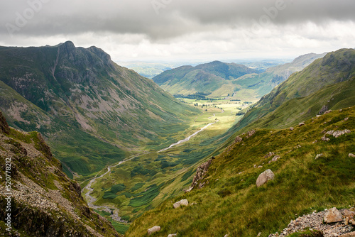  A view down the Langdale Valley from Rossett Pike in the Lake District