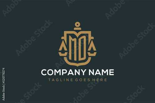 Initial MD logo for law firm with luxury modern scale and shield icon logo design