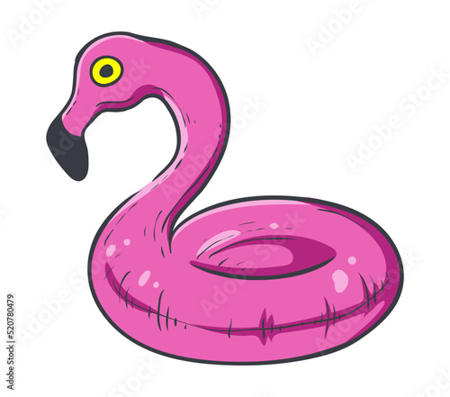Flamingo swim ring, color vector illustration