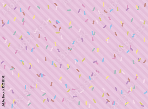 カラフルなチョコレートスプレーが散らばる背景イラスト