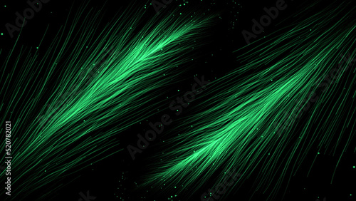 Abstract beautiful colorful feathers appear and disappear on a black background. Motion. Feathers of a beautiful bird.