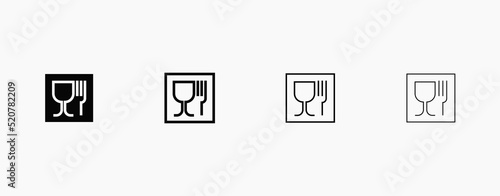 Food safe material packaging symbol. Wine glass with fork vector icon