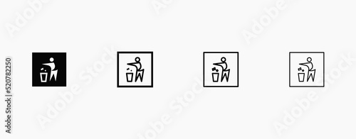 Tidyman packaging vector symbol. Dispose of packaging concept photo
