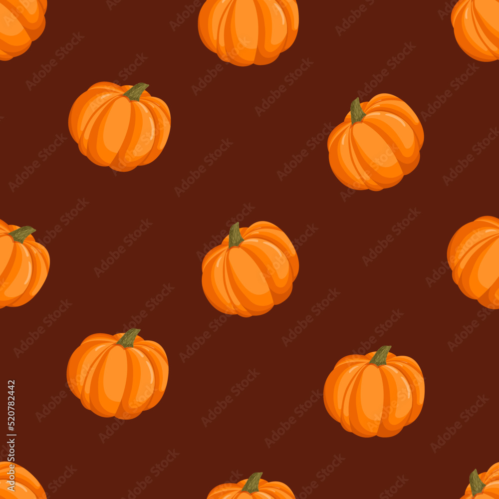 Seamless pattern with autumn pumpkins. October harvest. Thanksgiving and Halloween. Vector illustration for fabrics, textures, wallpapers, posters, cards. Editable elements. Seamless pattern with autumn pumpkins. October harvest. Thanksgiving and Halloween. Vector illustration for fabrics, textures, wallpapers, posters, cards. Editable elements.