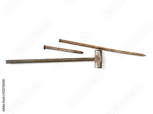 hammer and chisels isolated on white