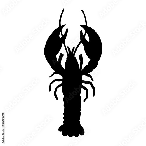 Vector hand drawn lobster silhouette isolated on white background