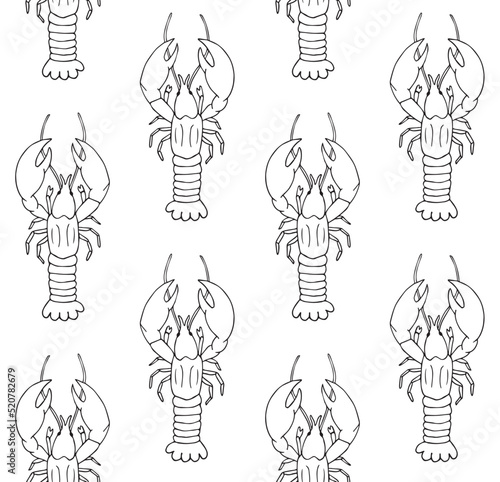 Vector seamless pattern of hand drawn doodle sketch lobster isolated on white background