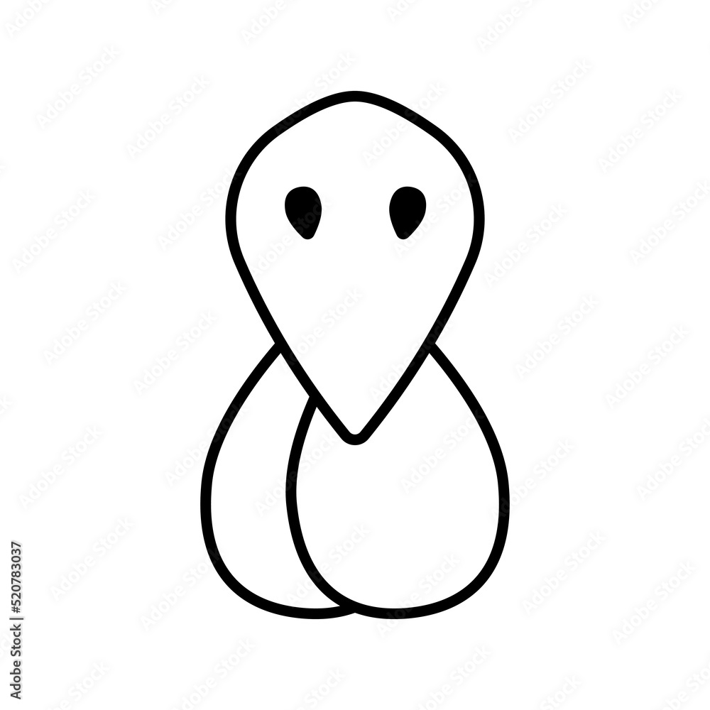 Vector flat outline chicken rooster nose beak isolated on white background