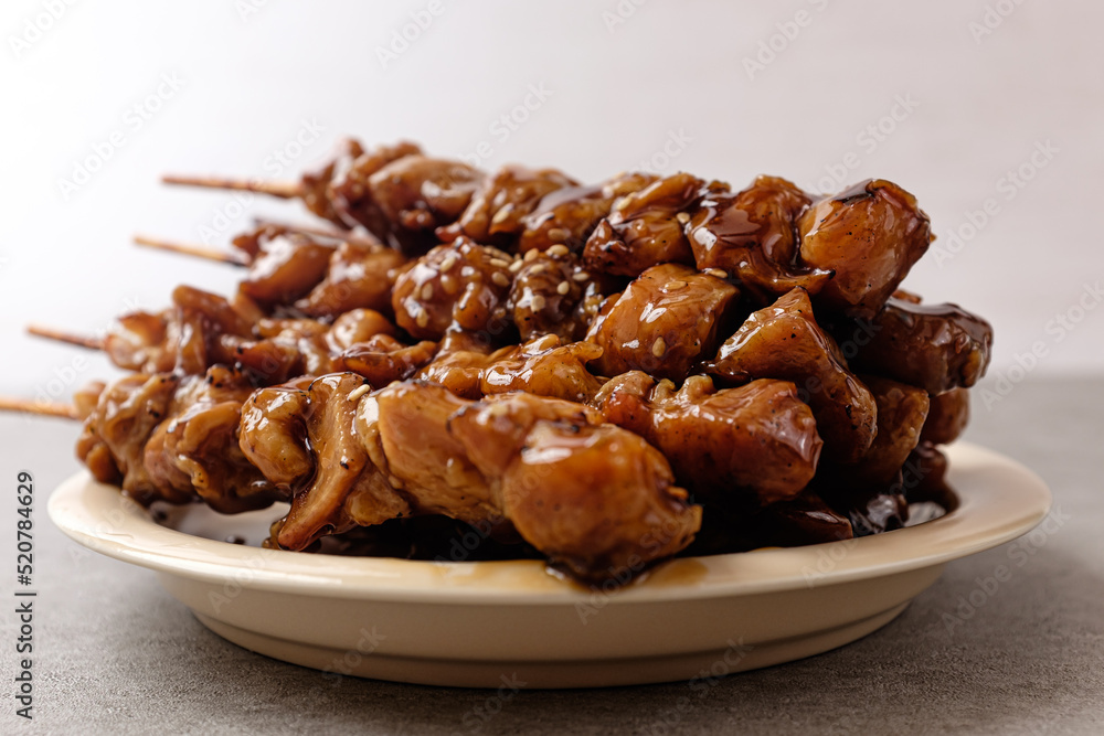 Chicken skewers with teriyaki sauce Chicken skewers with teriyaki sauce