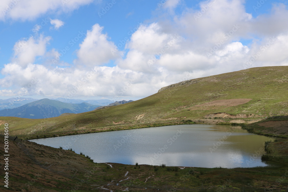 Fresh water pond in a cloudy day on Eastern Black Sea Mountains, Turkey.