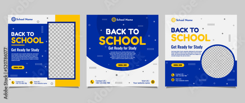 Back to school social media post template design. For web ads, postcard, card, business messages, discount flyers and big sale banners