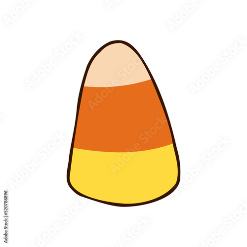 Halloween 2022 - October 31. A traditional holiday, the eve of All Saints Day, All Hallows Eve. Trick or treat. Vector illustration in hand-drawn doodle style. Candy Corn.