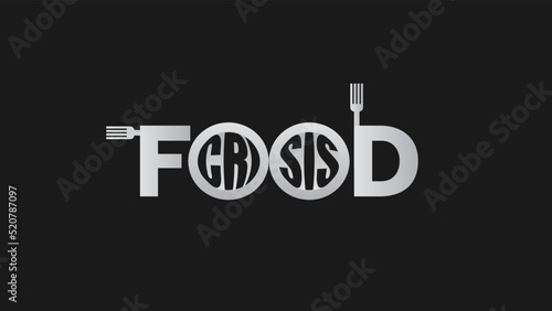 Food crisis text vector illustration with forks and plates