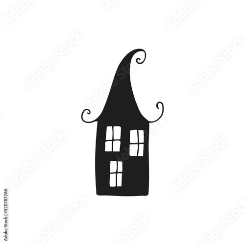 Halloween 2022 - October 31. A traditional holiday, the eve of All Saints Day, All Hallows Eve. Trick or treat. Vector illustration in hand-drawn doodle style. Beautiful holiday house.