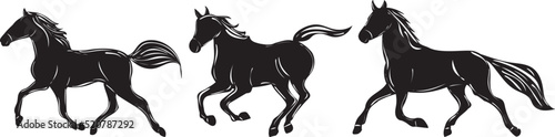 running horse silhouette on white background isolated, vector