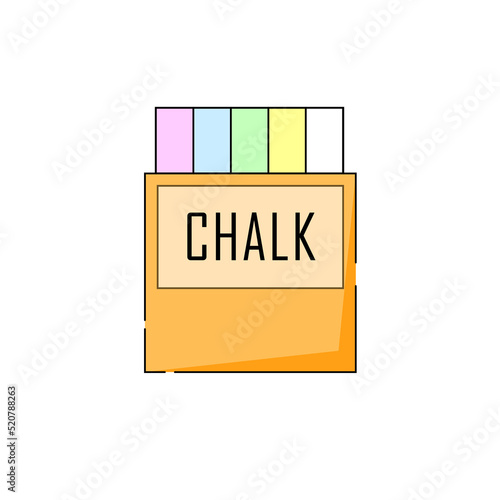 Orange box with colorful chalk in the middle