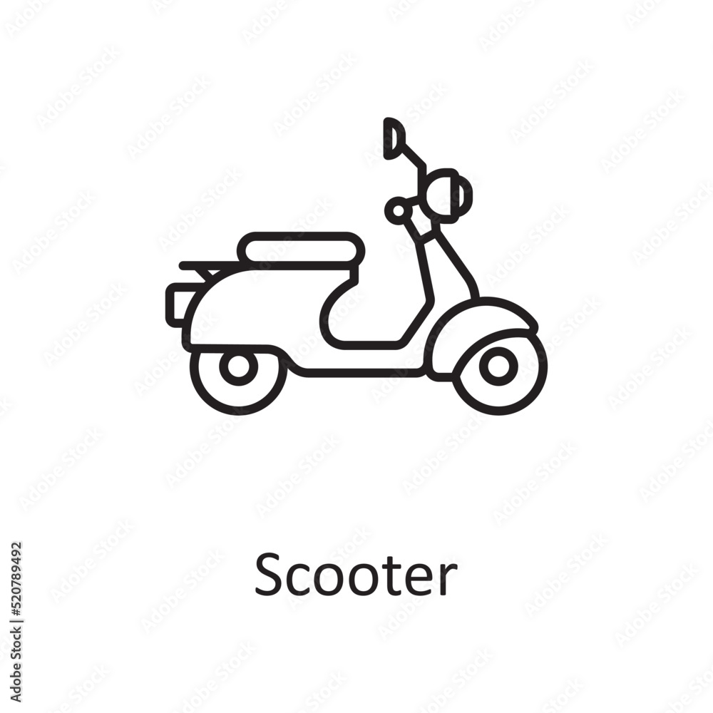 Scooter vector outline Icon Design illustration. Miscellaneous Symbol on White background EPS 10 File