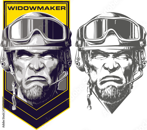 Vector illustration of a Soldier in Helmet