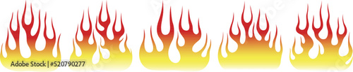 Fire flames isolated on white background. Tribal tattoo design.