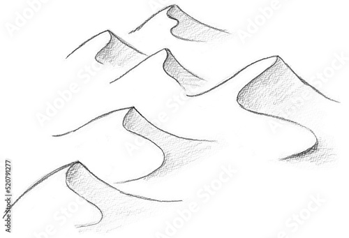 Hand pencil drawn dunas. Fantasy map creator.