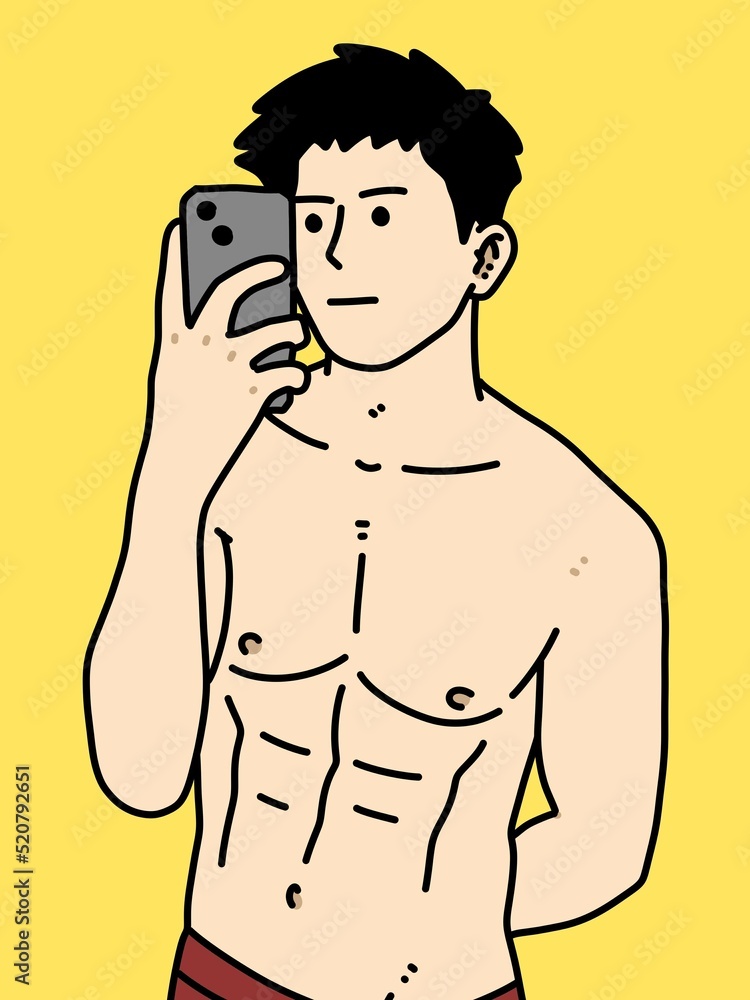 Fototapeta premium cute man cartoon on yellow background