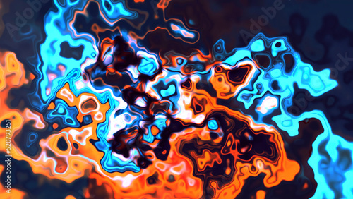 Bright flashing pattern with swirling colors. Motion. Digital fluid art with flickering flashes of light and colors. Psychedelic pattern of energetic swirling colors