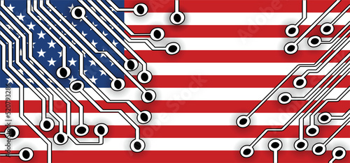 Hybrid war and warfare, DDoS attack. Cyber war, America and North Korea conflict. Hackers and cyber crime, Hackers and cyber criminals phishing steal personal information. Koreans and usa or vs flag.