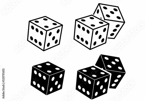 dice cube icon set isolated on white background