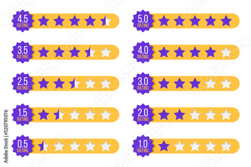 Set of stars rating badges in a flat design. Vector illustration