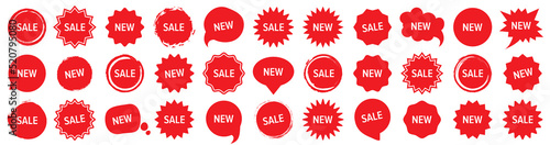 Sale and new red tag label for promotion in a flat design