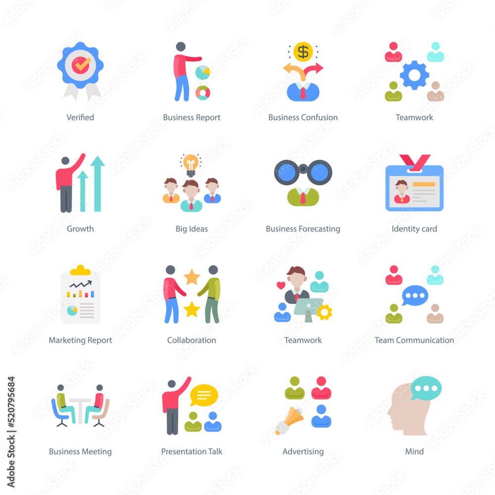 Fototapeta premium Business And Managment Flat Round Icons - Vectors
