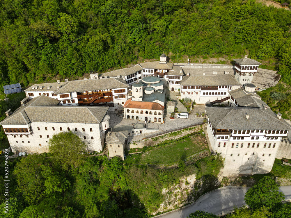 Drone view of St John the Baptist Bigorski monastery in Macedonia