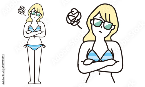 水着の女性のイラスト素材。