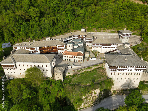 Drone view of St John the Baptist Bigorski monastery in Macedonia