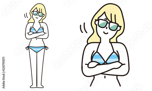 水着の女性のイラスト素材。