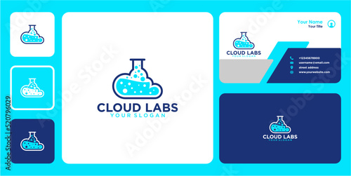 cloud logo design with laboratory and business card