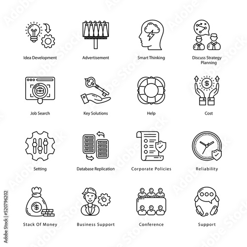 Business And Managment Outline Icons - Stroked, Vectors