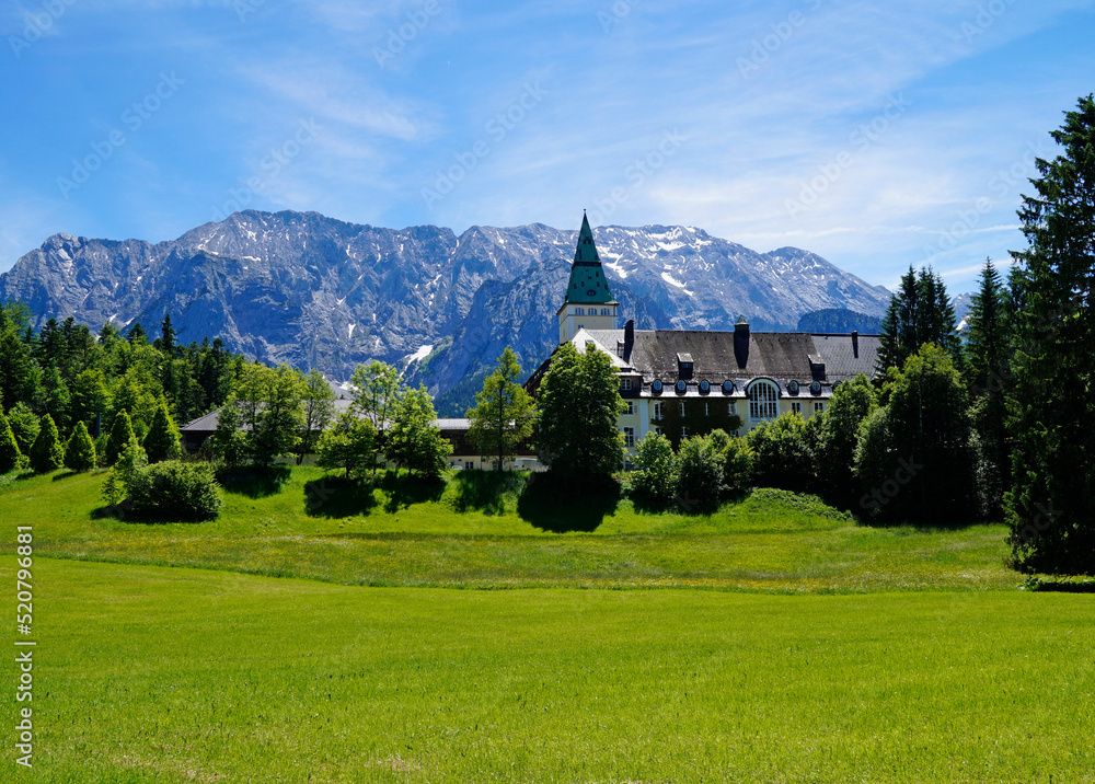 a scenic view of the Elmau Schloss Hotel in the german Alps where G 7 summits take place (Germany) a scenic view of the Elmau Schloss Hotel in the german Alps where G 7 summits take place (Germany)