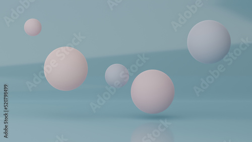 Flying Spheres Background in Pastel Colors