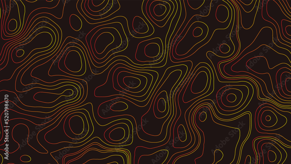 Topographic map. Abstract background with lines and circles. Red mountain contour lines