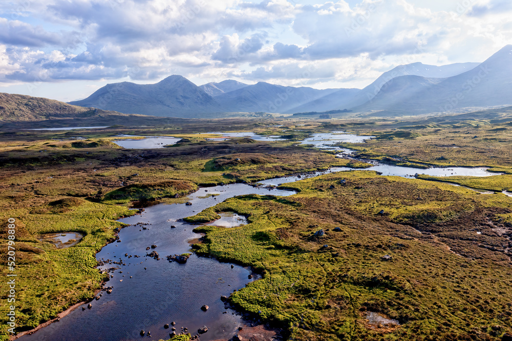 Beuatiful Scotland landscape from a birds-eye view