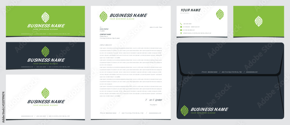 SPU or SPC leaf logo with stationery, business card and social media banner designs SPU or SPC leaf logo with stationery, business card and social media banner designs