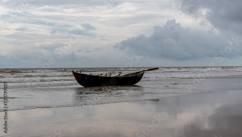 Beautiful Mandarmani beach located near Digha in West Bengal  India. Arrival of monsoon in India