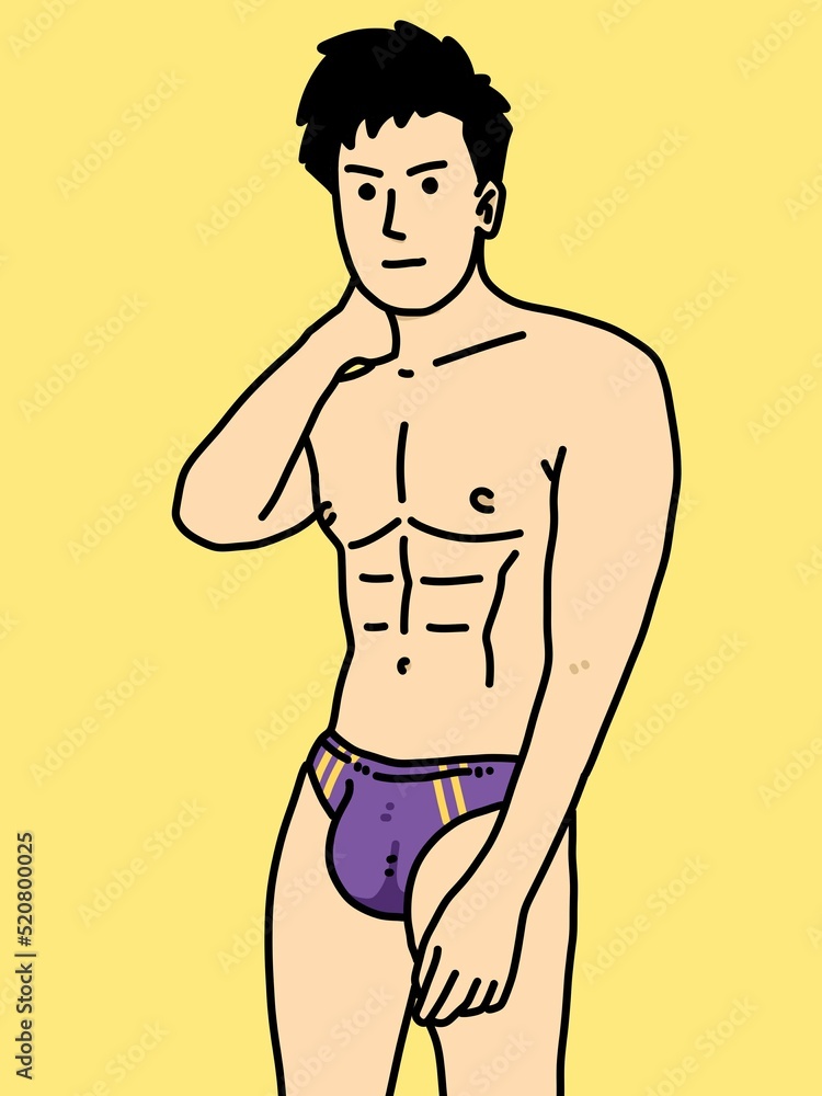 Fototapeta premium cute man cartoon on yellow background