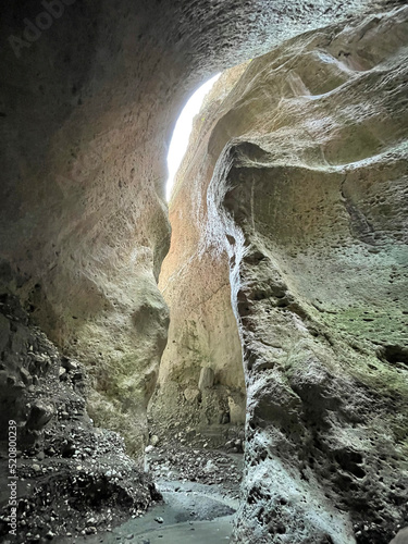 View of Karadakh gorge in mountains of Dagestan, Russia, Width of gorge is about 2-4 meters, and maximum height in some places reaches 170 meters photo