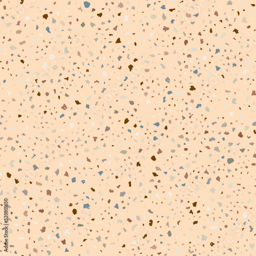 Terazzo flooring seamless pattern composed of pieces of granite, quartz, glass and stone. Marble floor texture. Beige classic paving design. Abstract wall background. Retro venetian stone material